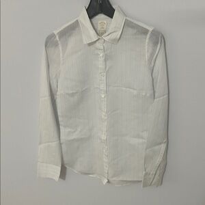 J. Crew White Striped Silk Blend Shirt